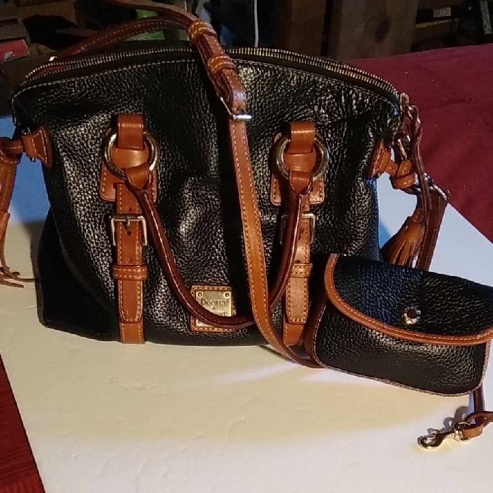 Dooney & Bourke Black and Tan Shoulder Bag